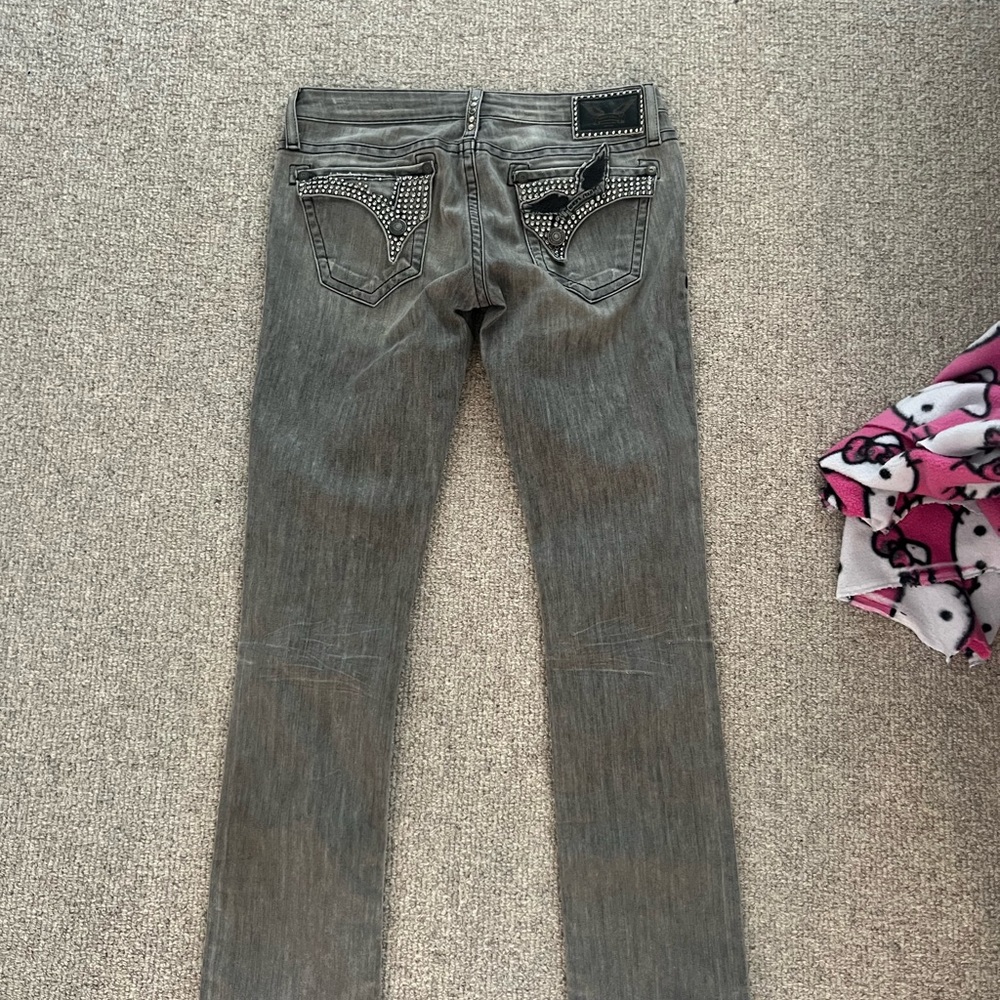 ROBIN JEANS GREY W RHINESTONES